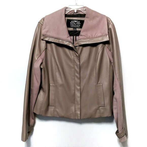 BLANC NOIR Funnel Neck Faux Leather Jacket 2X - Picture 1 of 9